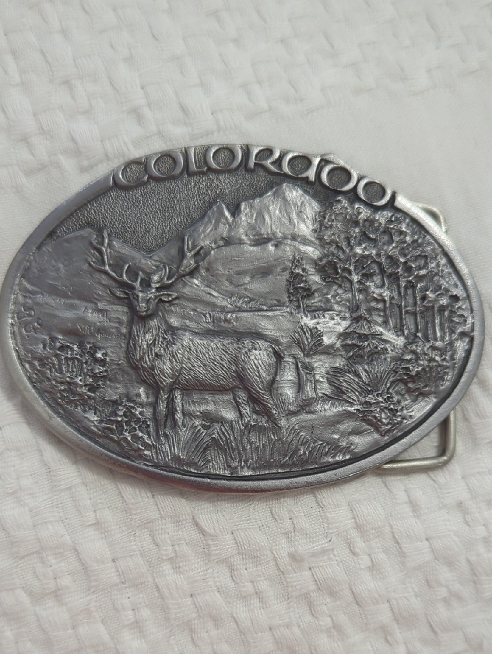 ⭐️ Vintage 1983 Colorado & Deer Metal Belt Buckle 3D, Paula Freed, Ultra Ent Inc